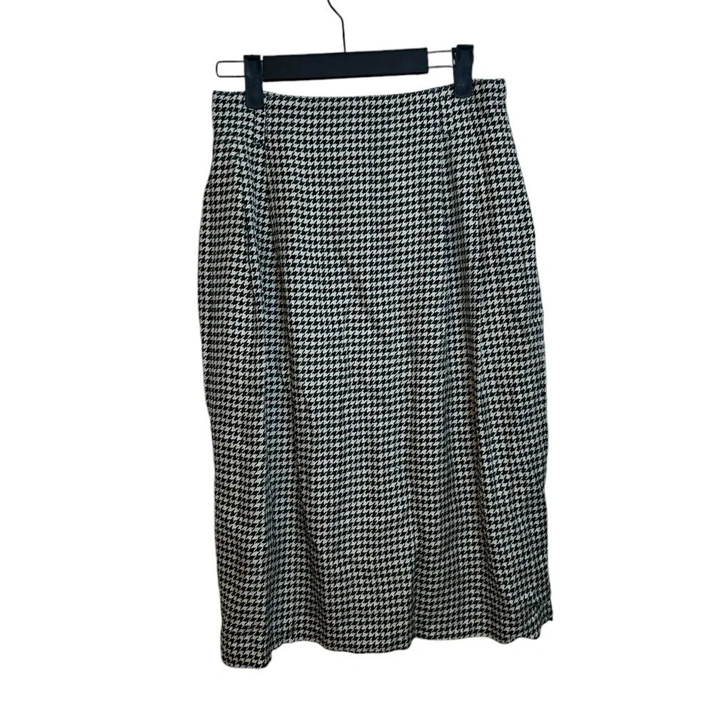 Ellen Tracy Vintage Houndstooth Silk Skirt